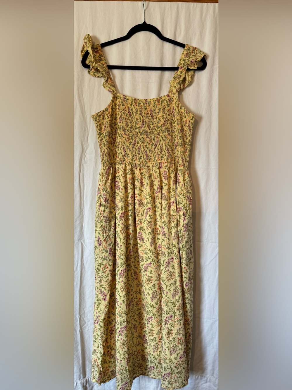 Dip Yellow Floral Smocked Maxi Dress XL